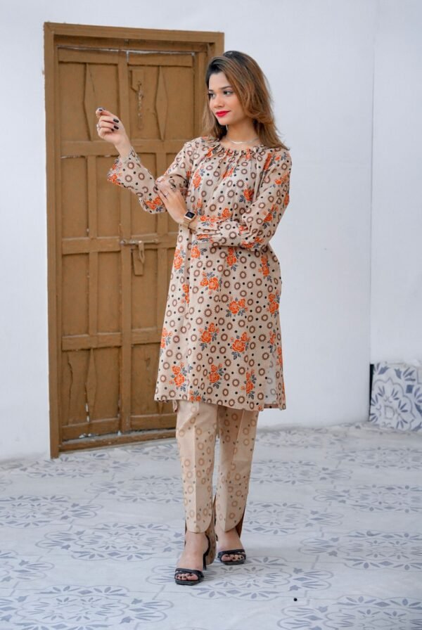 Printed | 2 Piece Premium Lawn | Mud Brown