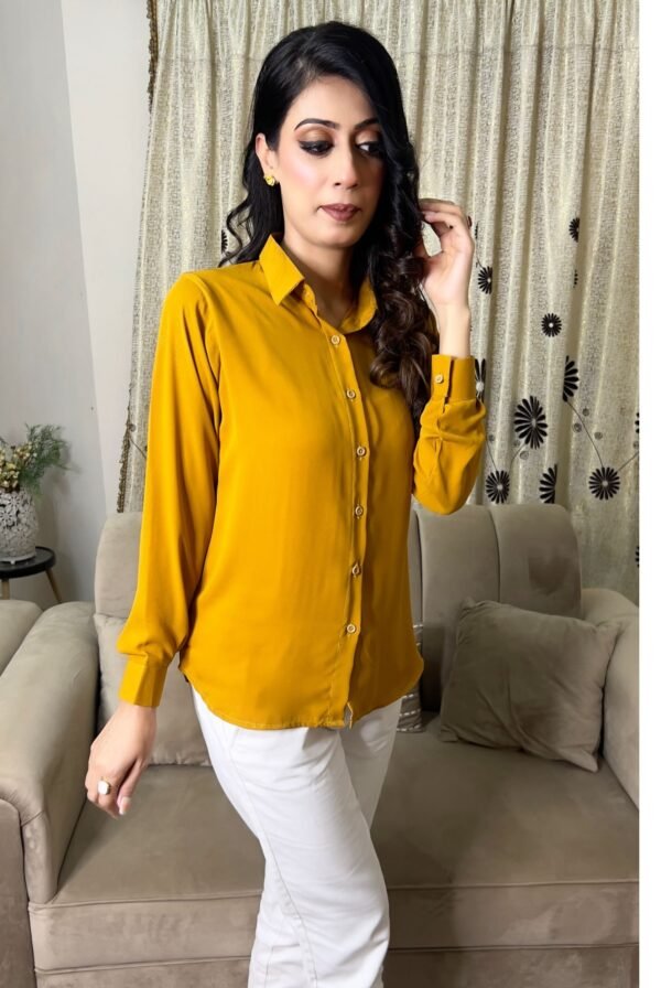 1 Piece - Single Shirt Georgette Mustard Solid Color