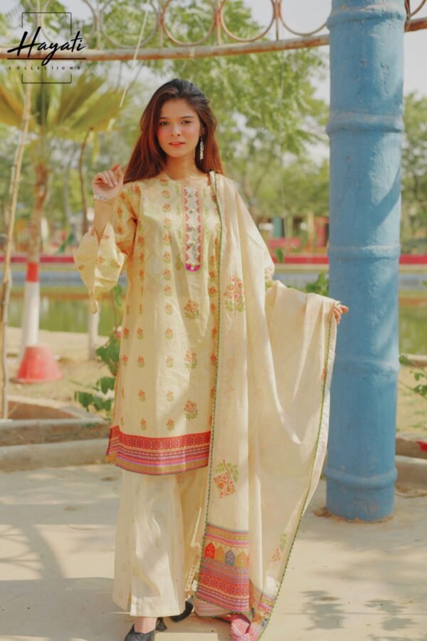 Printed | 3 Piece Lawn - Cream