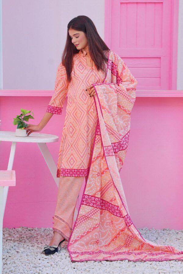 Printed  | 3 Piece Lawn - Peach
