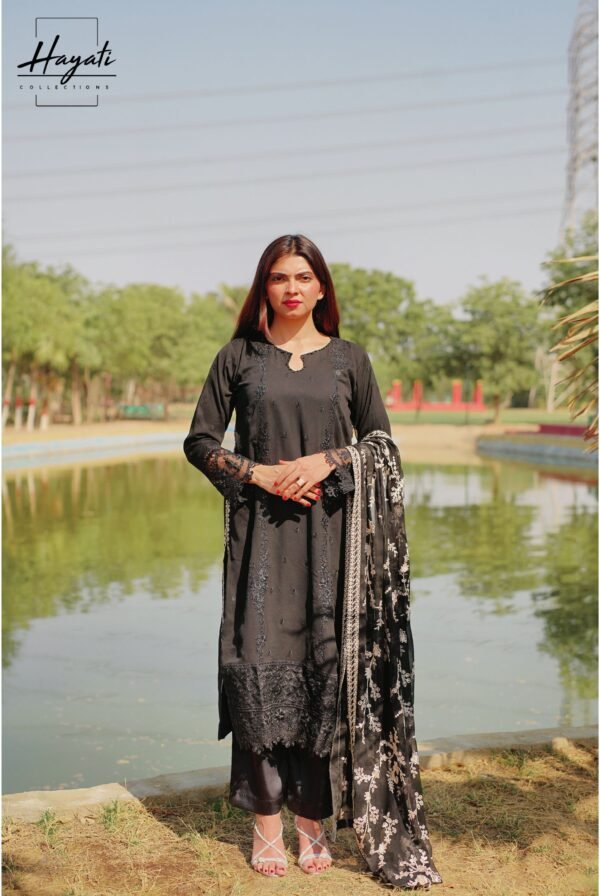 3 Piece | Luxe Chiffon Embroidered | Black