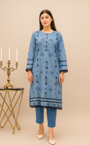 1 Piece | Lawn Digital Print | Light Blue