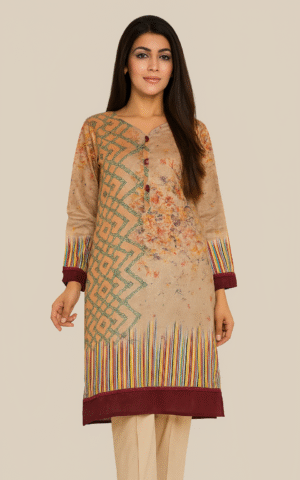 1 Piece | Lawn Digital Print | Peach